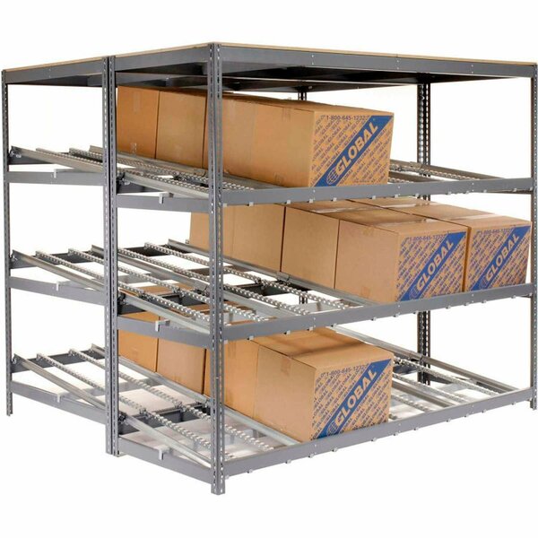 Global Industrial Carton Flow Shelving Double Depth 5 LEVEL 96inW x 72inD x 84inH 235393